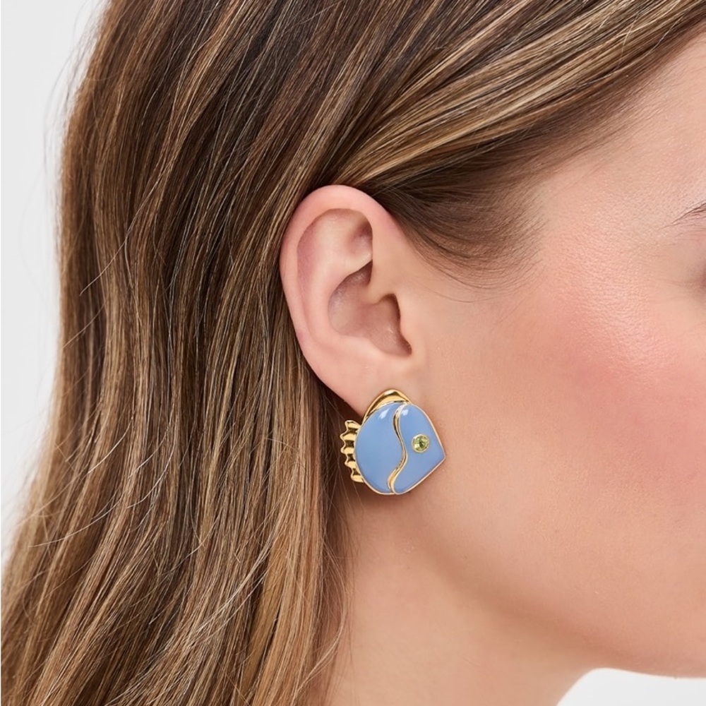 Fish Stud Earrings Modern Jewelry - Picture 2 of 3